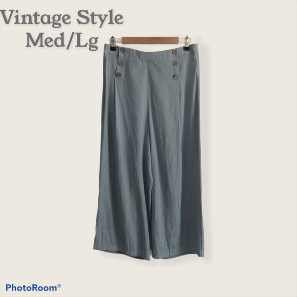 vintage style chambray crop trousers - Picture 2 of 8